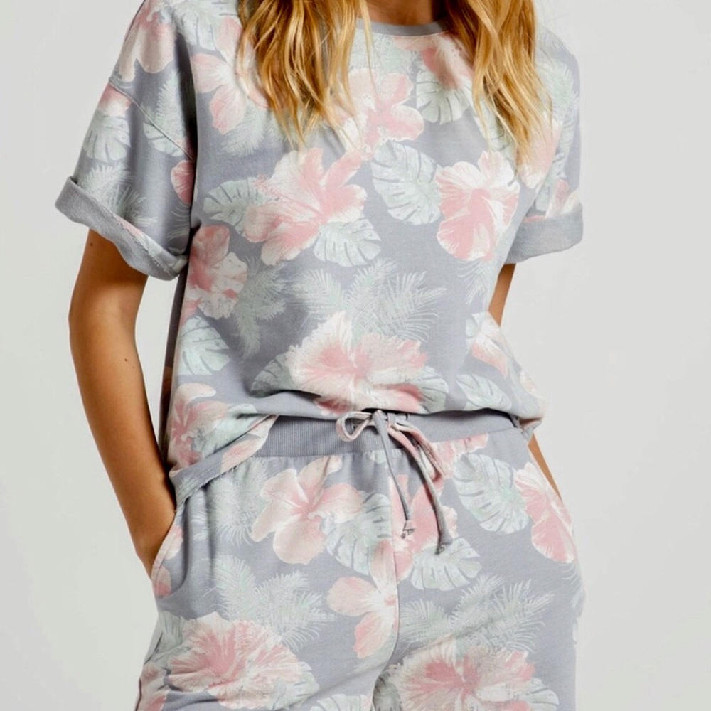 Z Supply Sione French Terry Floral T- Shirt Sweatshirt Top S New - Picture 4 of 7
